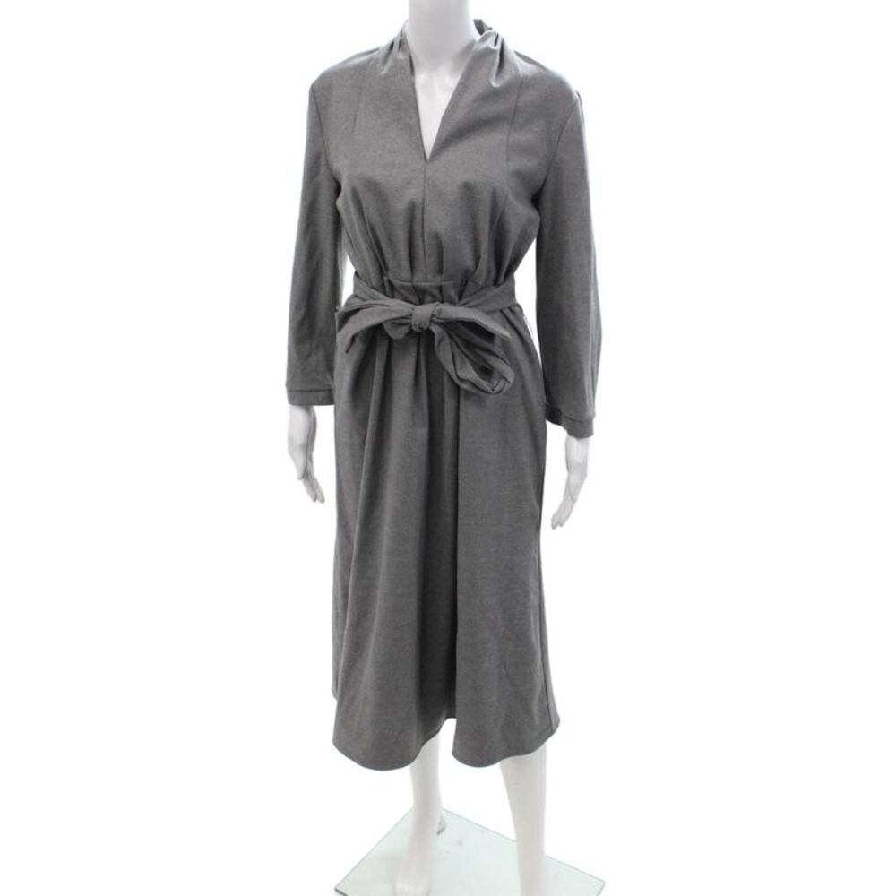 Zara Women Shirt Dress Gray Mock Neck Long Sleeve Tie Waist Size M